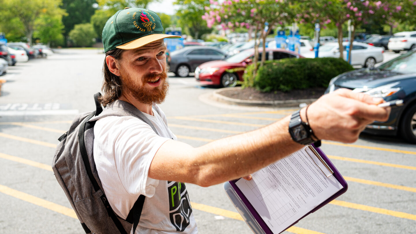 Man holding clipboard