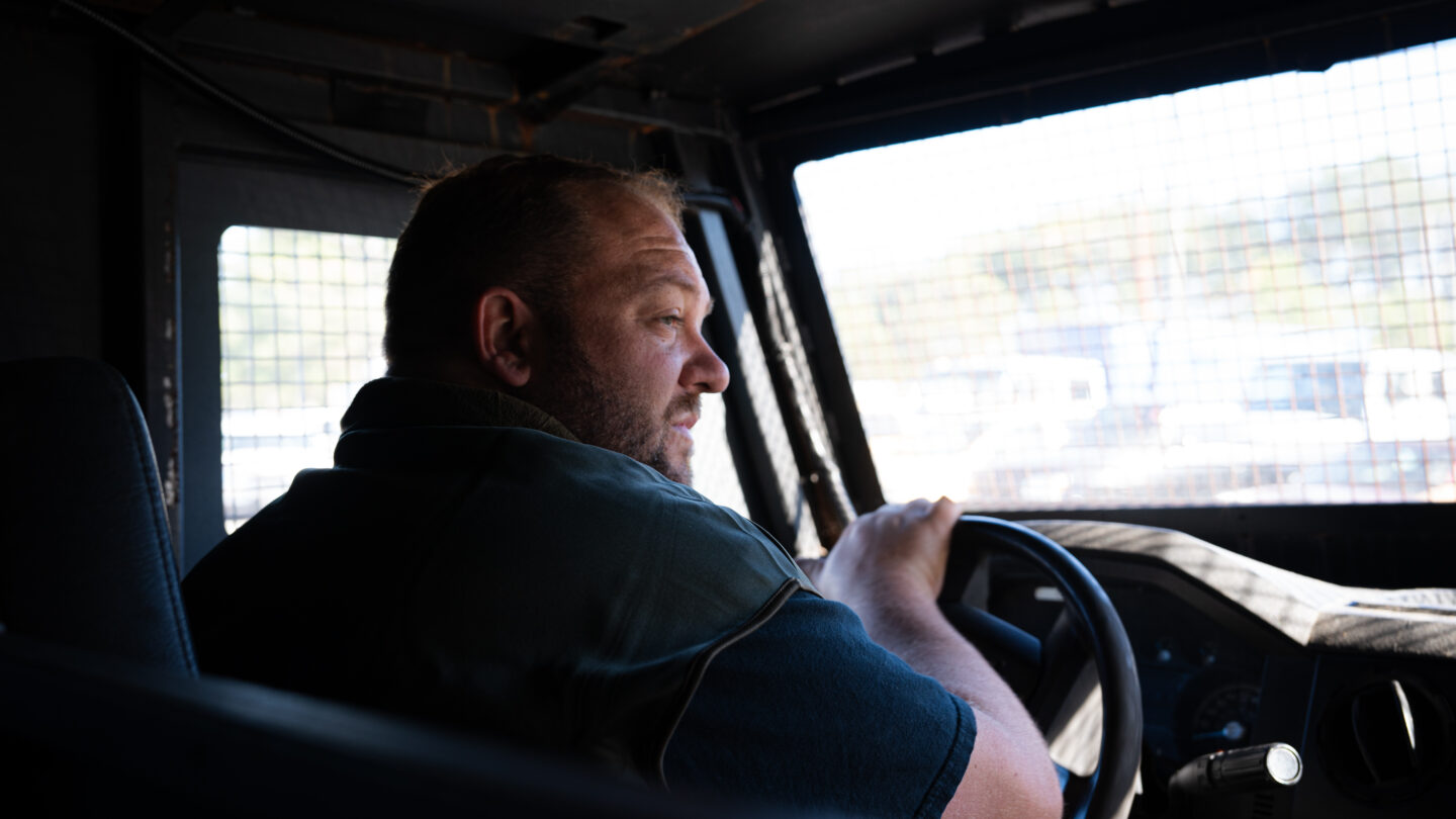 Man driving truck