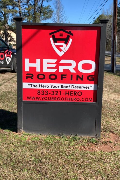 Hero Roofing sign