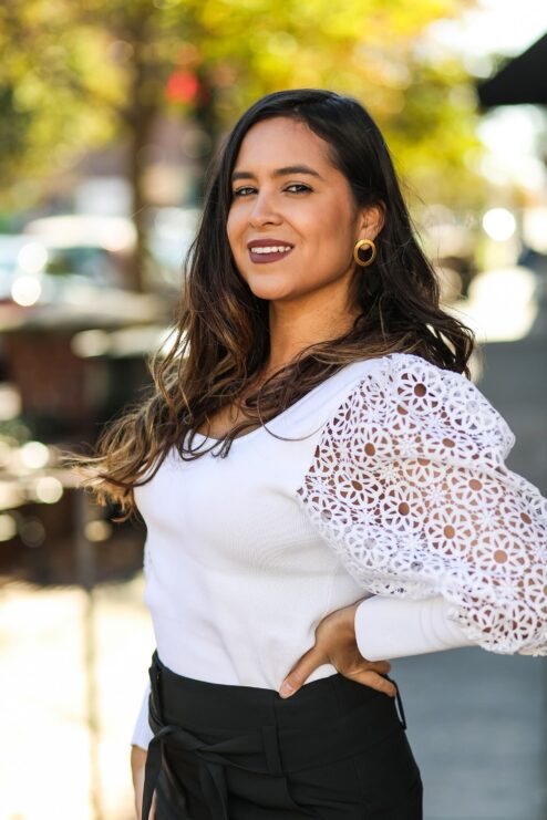 Smiling woman posed for photo