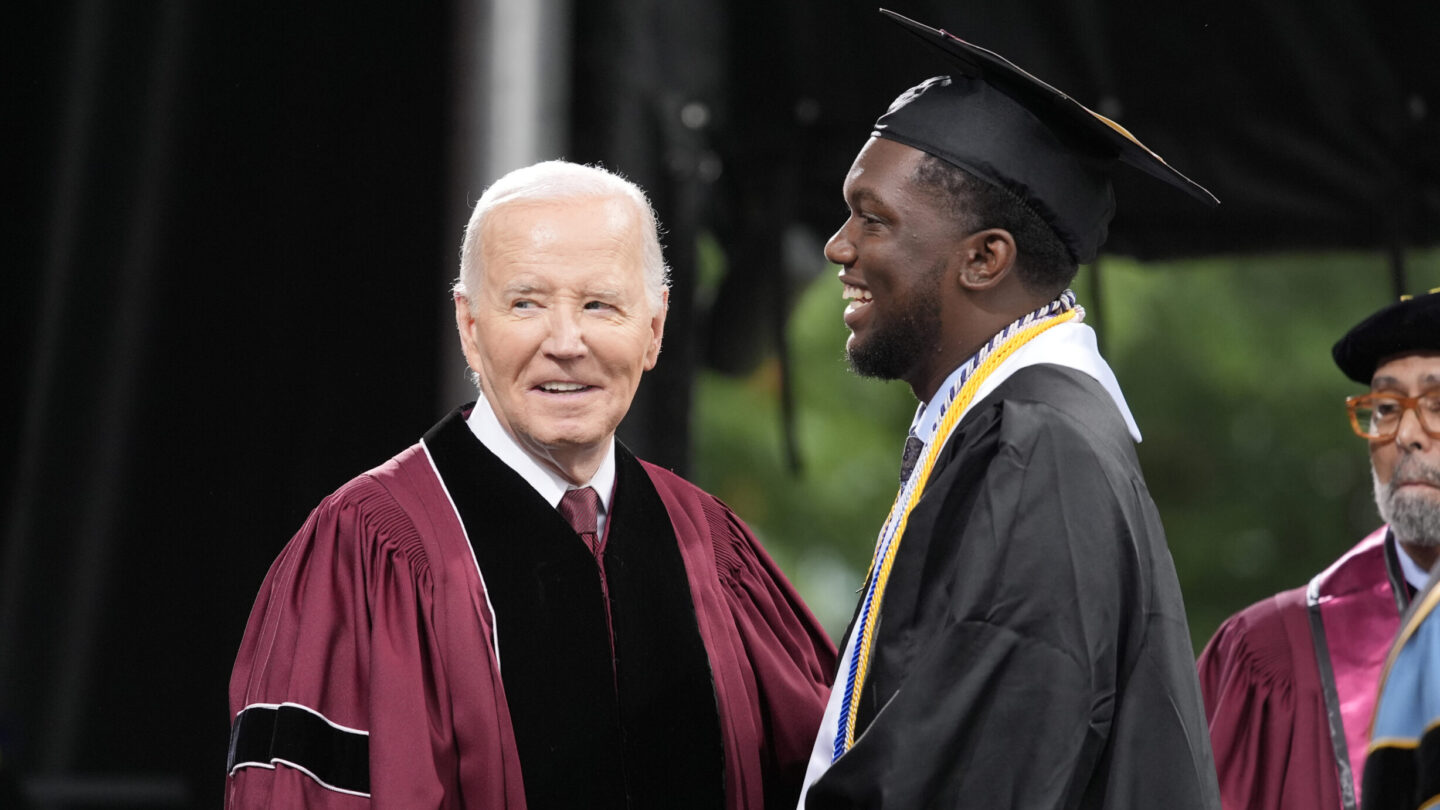 President Biden on Sunday told the graduating class at Morehouse College in Atlanta that he heard their voices of protest.