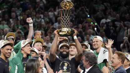 Marietta native and Wheeler High School graduate Jaylen Brown was voted the NBA Finals MVP on Monday as the Celtics clinched a championship.