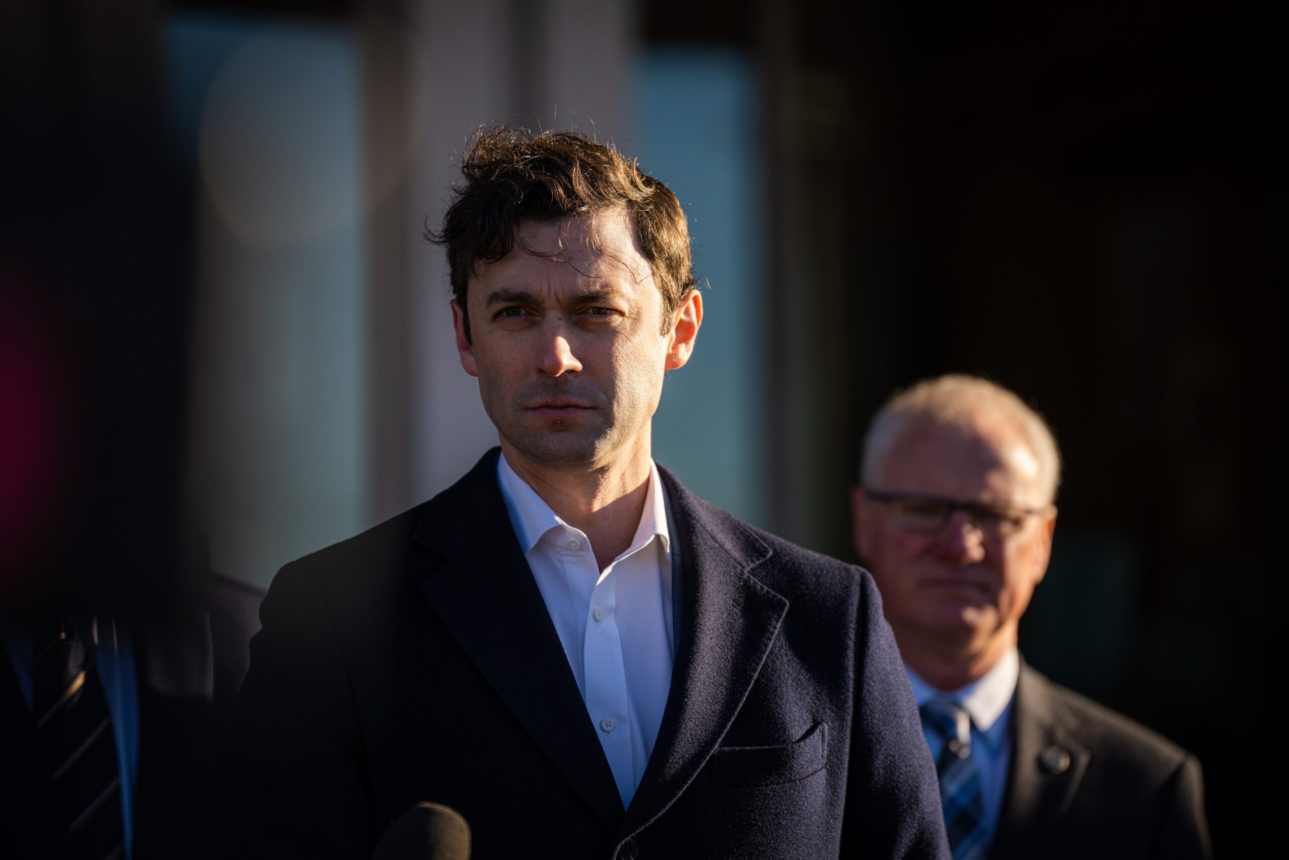 Jon Ossoff at a press event.