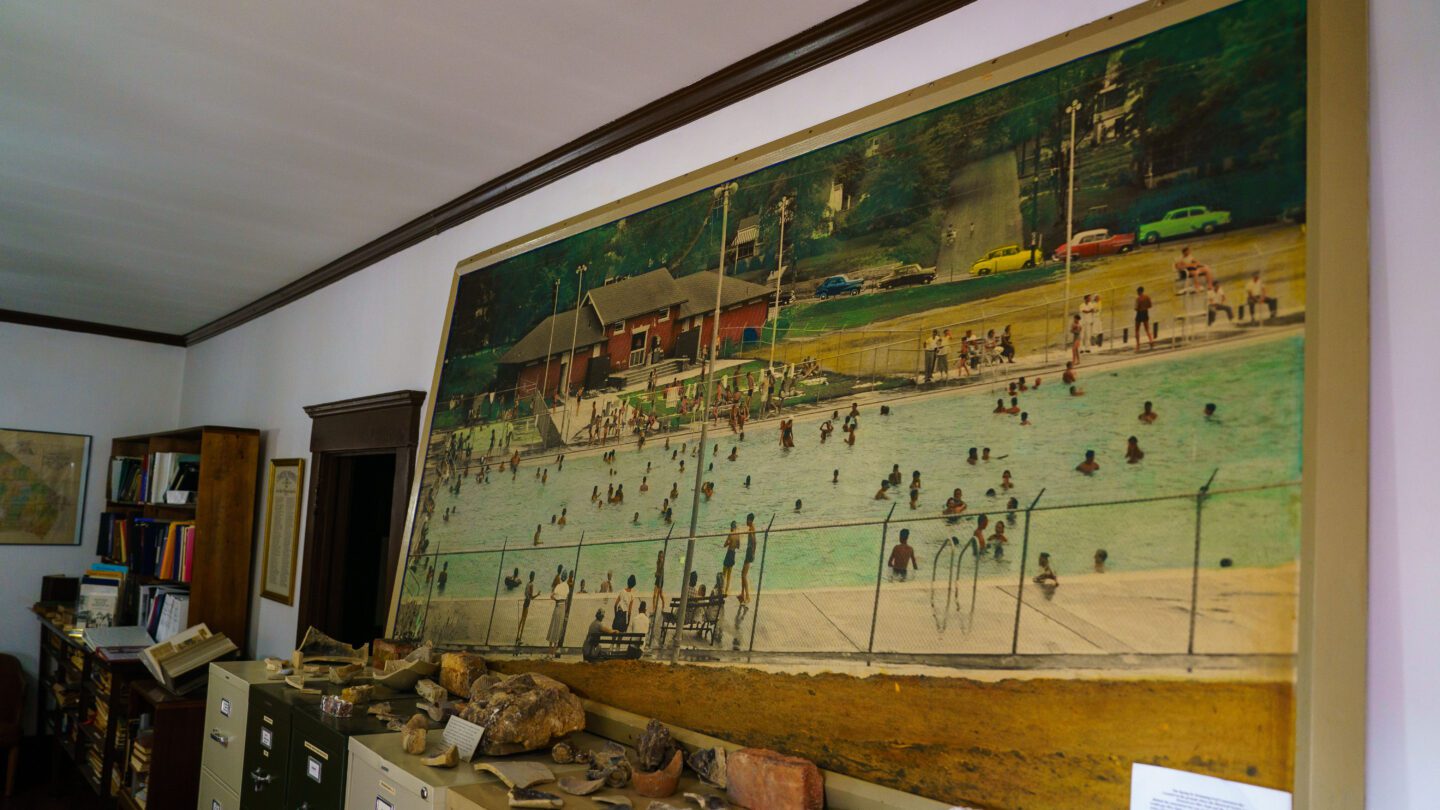 A mural of the old East Point swimming pool before it closed in 1983