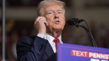 Former President Donald Trump speaks at a campaign rally in Pennsylvania on July 31, 2024.