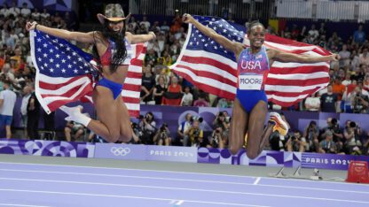 Former University of Georgia athletes Tara Davis-Woodhall and Jasmine Moore took gold and bronze respectively in the long jump.