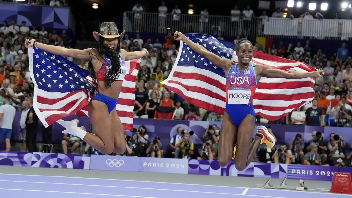 Former University of Georgia athletes Tara Davis-Woodhall and Jasmine Moore took gold and bronze respectively in the long jump.