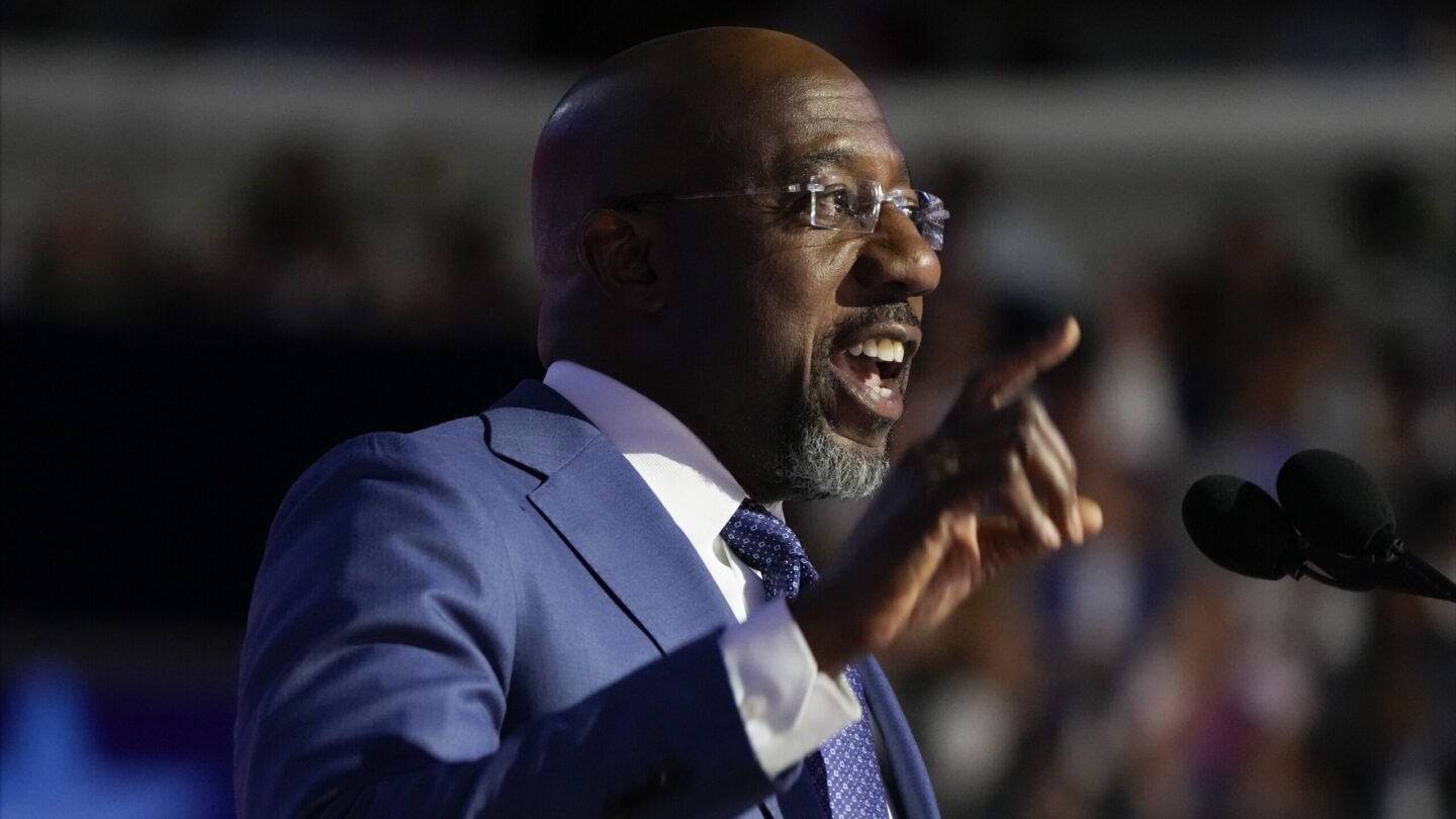 U.S. Sen. Raphael Warnock of Georgia landed a primetime speaking slot on the first day of the Democratic National Convention on Monday, using it to honor President Joe Biden’s accomplishments, lambast former President Donald Trump and give a vision for what the U.S. would look like under a President Kamala Harris.