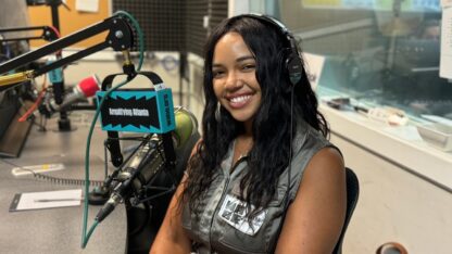 Briana B. Franklin sits in the Closer Look studio at WABE.