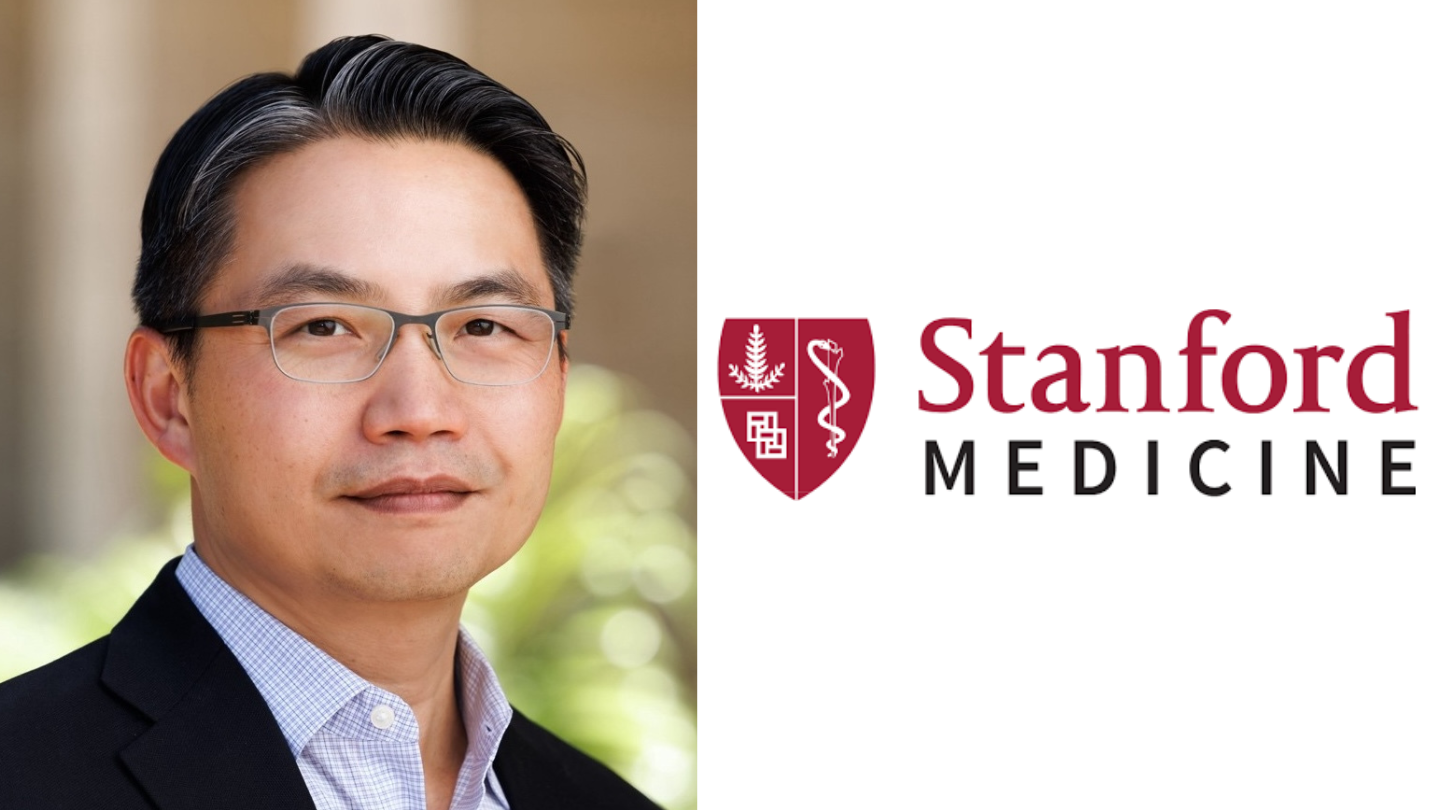 A portrait of Howard Chang side by side with the Stanford medicine logo