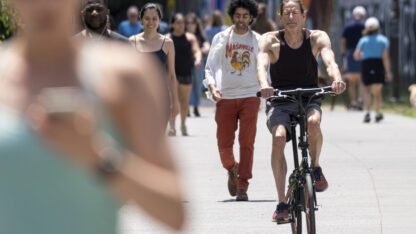 People bike, walk, and run on the Atlanta Beltline.