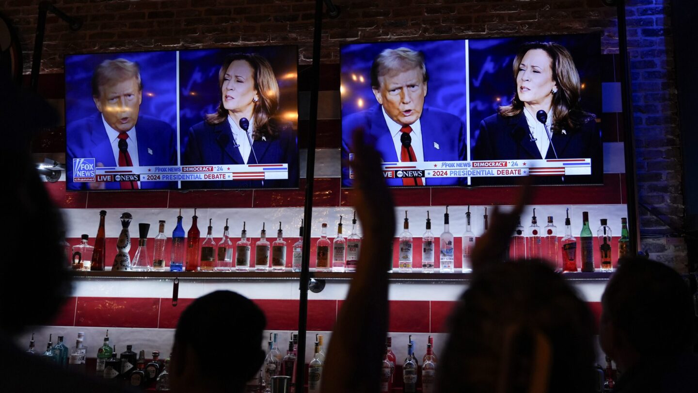 A projection of the presidential debate between Donald Trump and Kamala Harris.