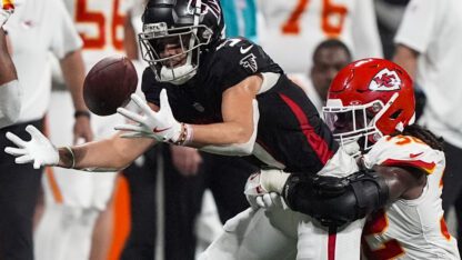 On a night when the defending Super Bowl champion Chiefs struggled offensively, the Atlanta Falcons had ample opportunity to hand Kansas City its first loss Sunday.