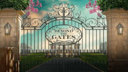 The poster for the soap opera Beyond the Gates that shows gates.