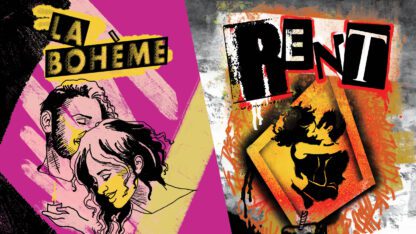 Posters for La Boheme and Rent, side by side.