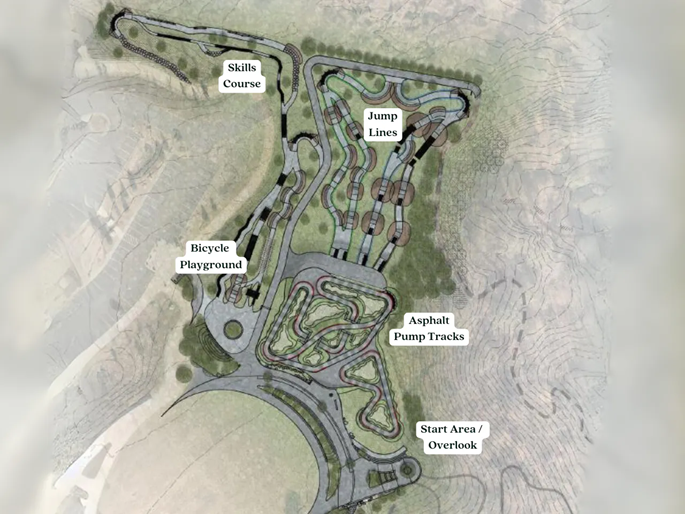 A map of the projected bike park at Westside Park.