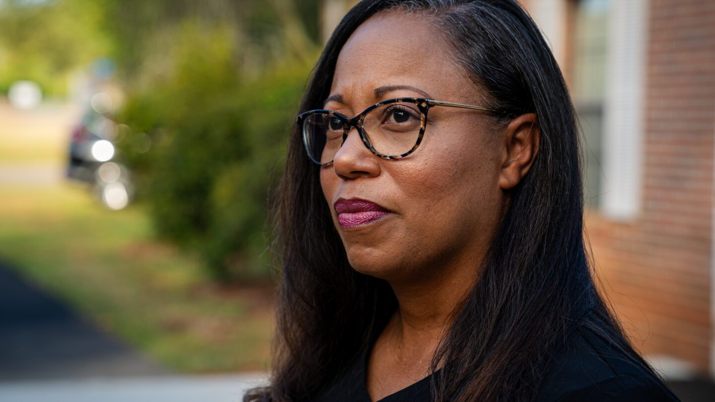 Dr. Keisha Reneé Callins, a Professor at Mercer University School of Medicine, sees patients at a community clinic in Jeffersonville, about an hour southeast of Macon. Callins is the only obstetrician-gynecologist in Twiggs County. (WABE/Matthew Pearson)