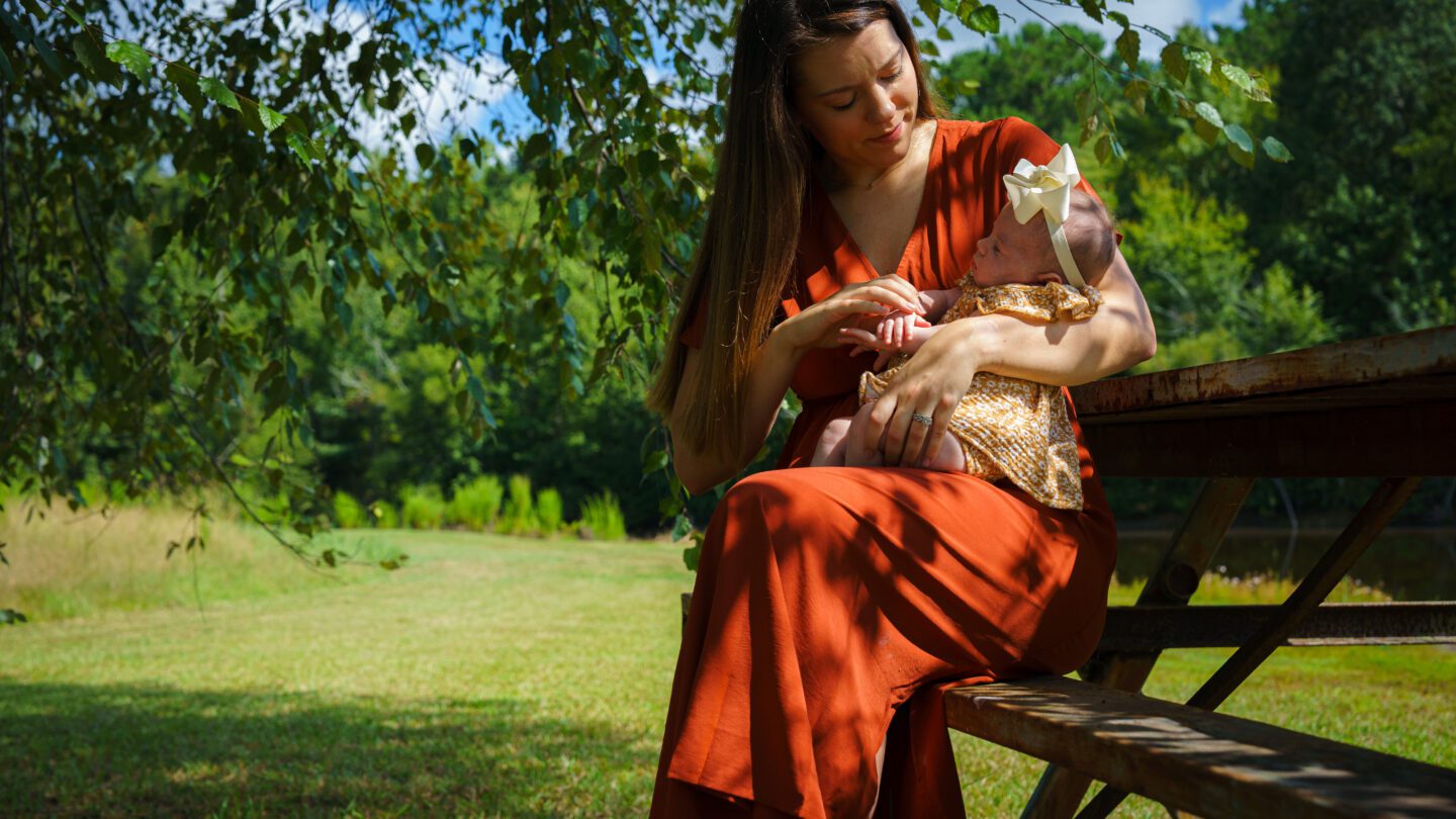 First-time mom Hannah Cabe is in her third year of medical school in Macon. When she graduates, she plans to practice in rural Georgia. (WABE/Matthew Pearson)