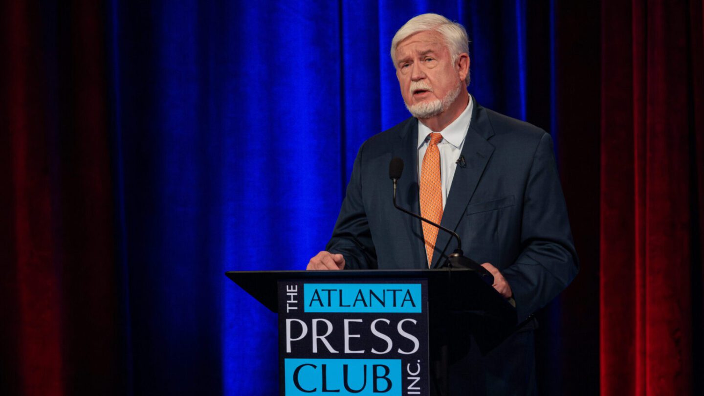 Wayne Johnson, a Macon Republican, speaks at an Atlanta Press Club debate in June.