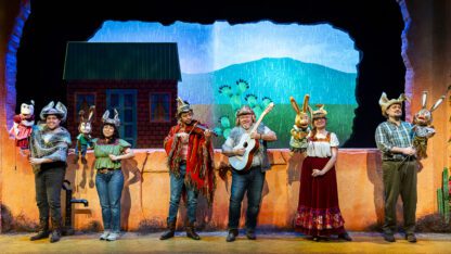 A picture from the stage adaptation of Pancho Rabbit and the Coyote.