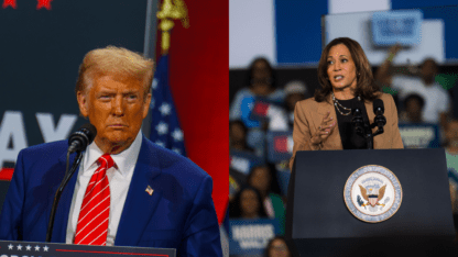 The election between donald trump and kamala harris will be decided by the electoral college.