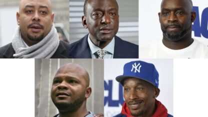 A combined images showing the separate pictures of the group known as the Central Park Five.