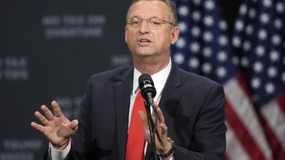 Doug Collins speaks at a Donald Trump campaign event in Atlanta.