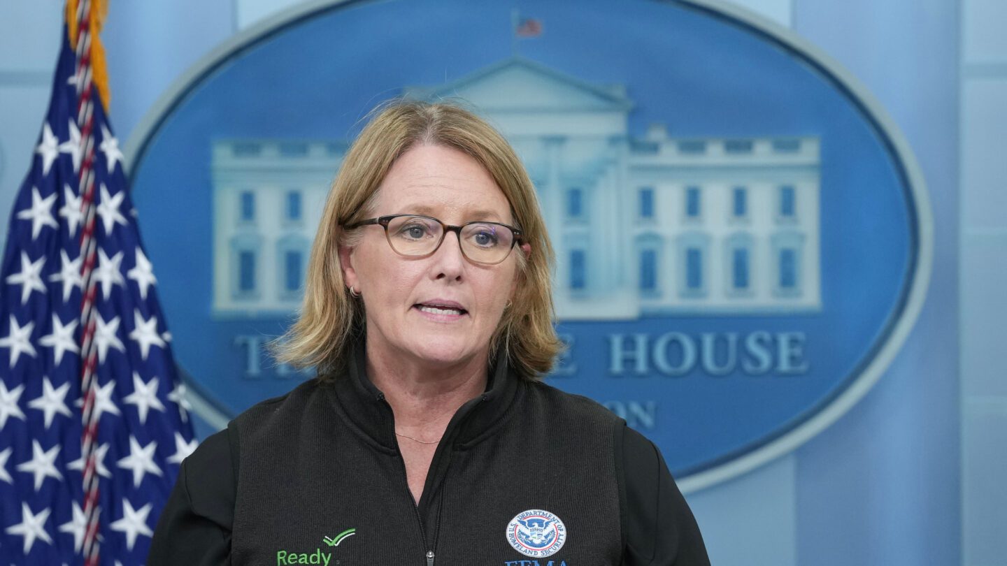 Federal Emergency Management Agency administrator Deanne Criswell speaks during the daily briefing at the White House in Washington