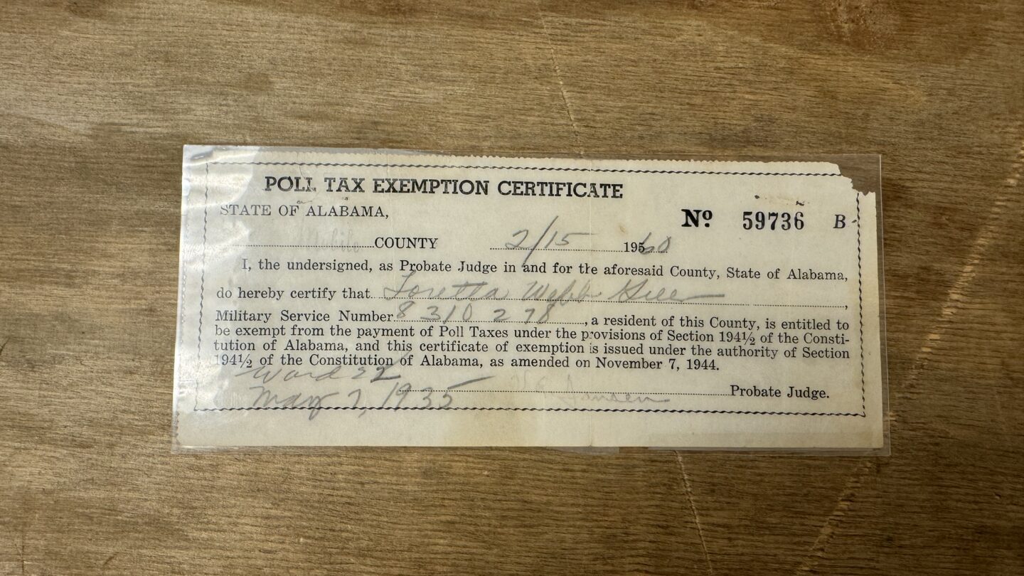 Poll tax exemption certificate