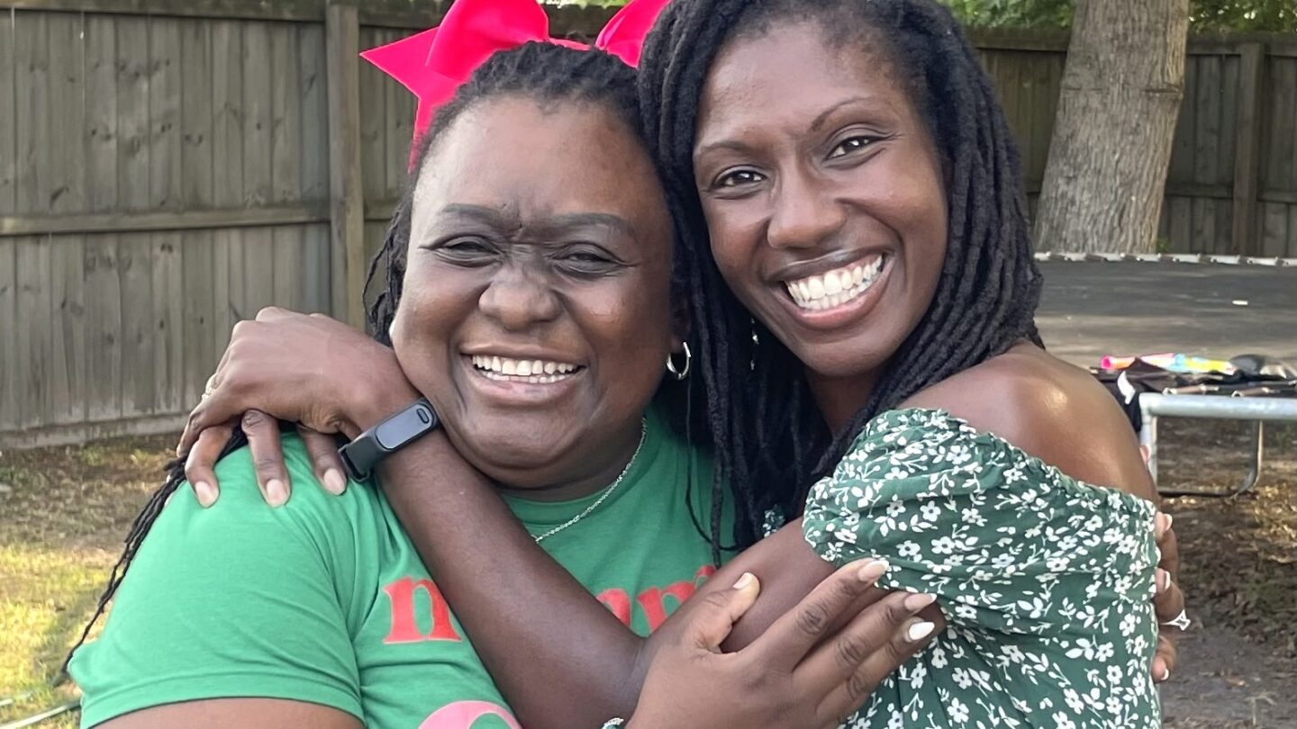 Mother of two Jaqwendolyn Gaynor with Dr. Katherine Sylvester. Sylvester is a physical therapist and certified doula who founded the remote maternal health patient monitoring program Operation M.I.S.T. (Courtesy Jaqwendolyn Gaynor)